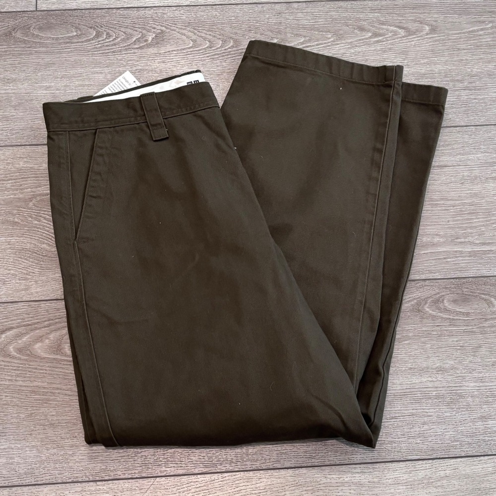 Uniqlo U Wide Fit Chino Pants Mens 34 Dark Brown Lemaire Cotton Casual New
